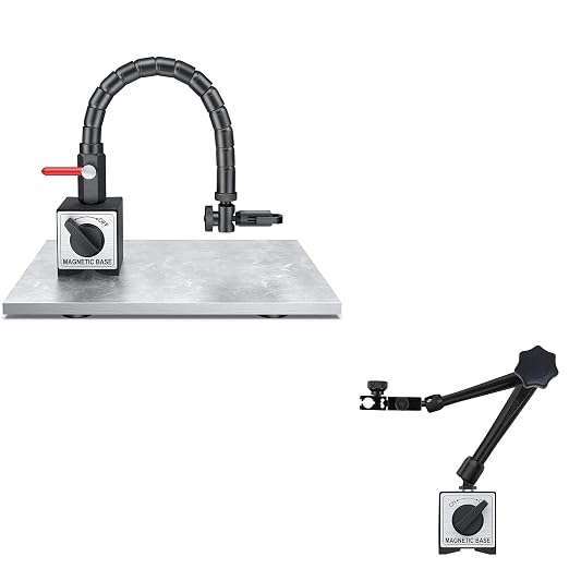 HDLNKAK Indicator Magnetic Base and Flex Arm Combo, 360 Deg Flexible Stem Holder for Digital Dial Indicator Gauge, Magnetic Base Stand 176 lbs Max Pull for Dial Indicator (Black)