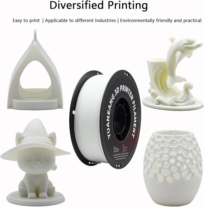 ABS 3D Printer Filament 1.75mm White, 1kg Spool, Strong & Durable ABS Material, High Heat Resistance, Low Warping, ±0.03mm Precision, Ideal for Functional Parts, Prototypes