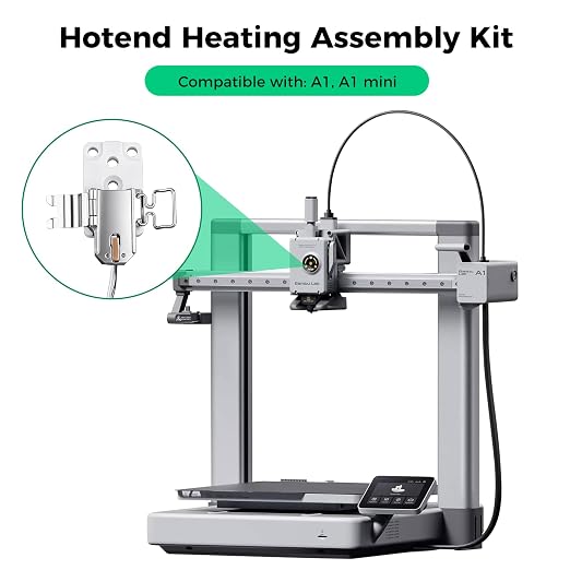 ENOMAKER Bamboo Hotend Heating Assembly Kit for Bambu A1, A1 Mini Series 3D Printer, 300℃ Quick Swap Clamp with Heater&Thermistor, Secure Heat Block Ceramic Heating Base, Mounting Clip Accessory,White
