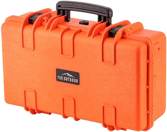 Monoprice Weatherproof Hard Case - 22 x 14 x 8 Inches, With Customizable Foam, Shockproof, IP67, Ultraviolet And Impact Resistant Material, Orange - Pure Outdoor Collection