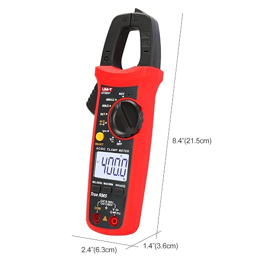 UNI-T Digital Clamp Meter UT203+, AC Current True RMS HVAC Volt Amp Ohm Meter Clamp On Multimeter, Auto Ranging 4,000 Counts NCV AC DC Voltage Frequency Resistance Capacitance Continuity Diode Tester