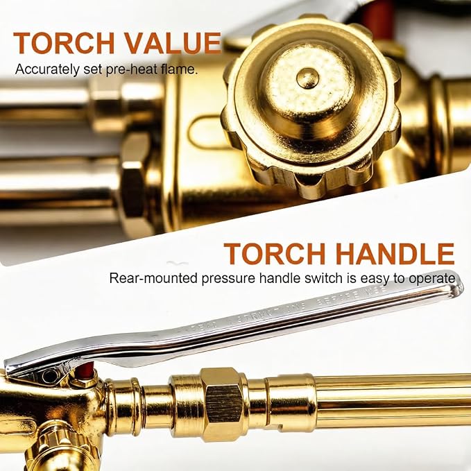 300 Series Cutting Torch, Cutting Attachment CA2460 315FC Torch Handle, Oxygen Acetylene Welding Cutting Torch with 1-101 Cutting Tip, Flint Striker V-style Cutting Outfit