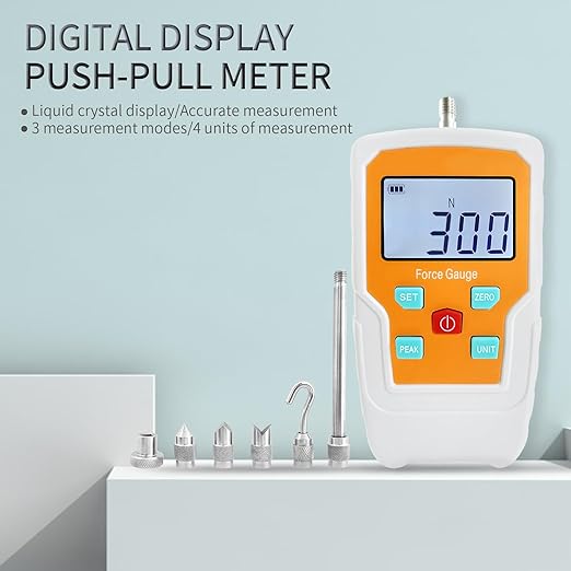 Digital Force Gauge Push and Pull Meter Dynamometer Tension Pressure Tester Thrust Meter Compression Load Plug Force Destructive Tests 300N/30kg/65lbf/1080Oz