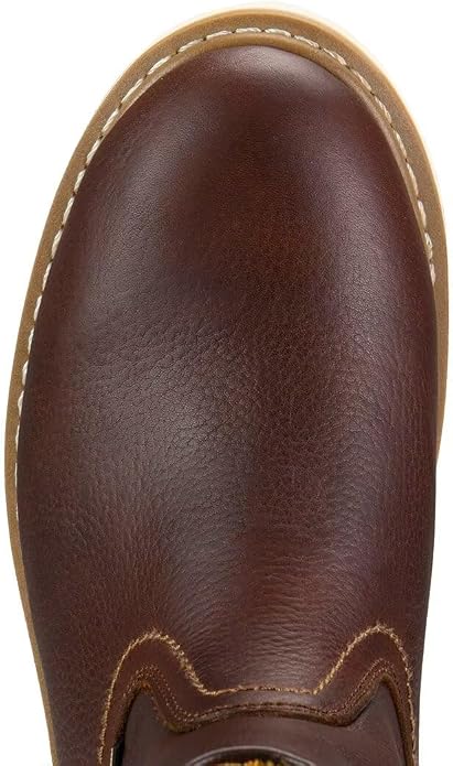 SUREWAY 10in Mens Waterproof Wellington Work Boot,Heavy Duty Pull On Leather Work Boots,GoodyearWelted,Full Grain Leather,Industrial Safety boot Classic Cowboy Boot,EH Rated Steel Toe DK BROWN