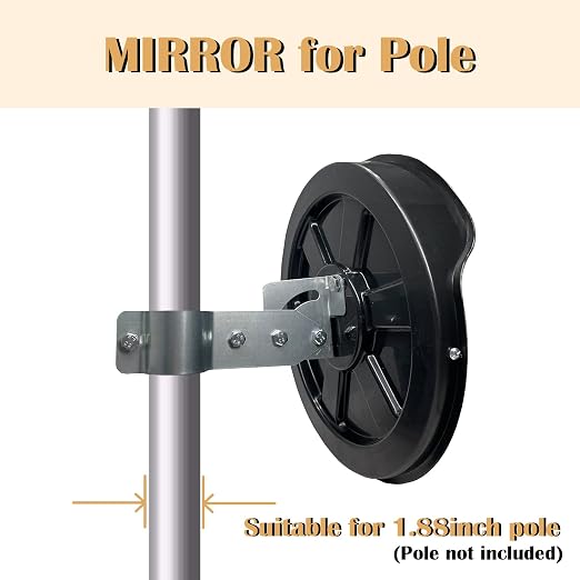 Convex Mirror - 12" Safety Mirrors for Garage, Warehouse, Pole-Mount Large Security Mirror for Driveway with Flexible PC Lens (12 Inch, Black)