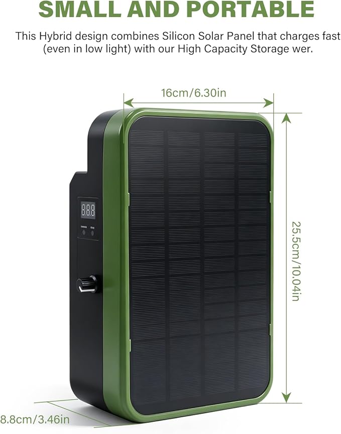 Solar Powered Electric Fence Charger, Energizer with Stand, Adjustable 5kV-9kV Output, 6000mAh Battery, 5.5W Solar Panel Perfect for Farms Gardens Orchards, Keeps Livestock Safe from Wildlife