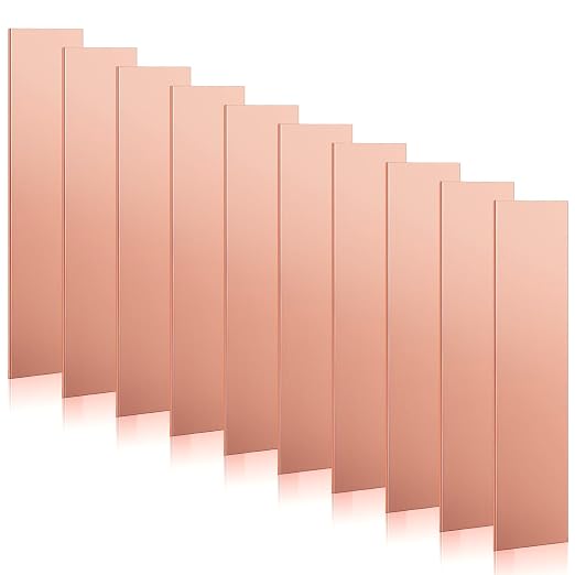 Yaocom 10 Pack Pure Copper Anode Sheet (99.995% Pure) for Plating and Electroplating, Copper Electrode Strip 0.04'' x 0.8'' x 4'' / 1mm × 20mm × 100mm