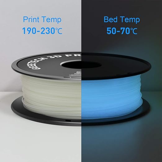GEEETECH Glow Blue in The Dark PLA, 3D Printer PLA Filament 1.75mm, Dimensional Accuracy +/- 0.03 mm, 1kg (2.2LBS)/Spool