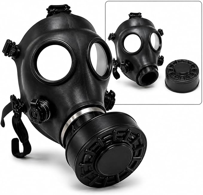 Full Face Respirator Mask (2) Pack Masks – (2) 40mm Premium Filters Face Mask with Wide Anti-Fog Lens, Adjustable 5-Point Head Harness, Premium Rubber Seal, Reusable Protective Mask