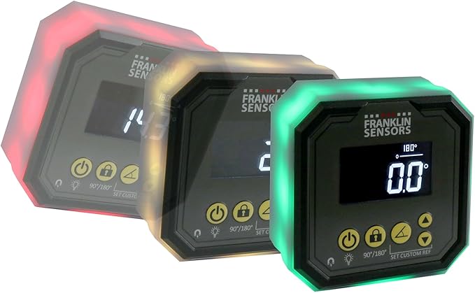 Franklin Sensors Light Cube, Digital Angle Gauge and Level, Turns Green When Level and Blue at Custom Reference Angles, Finds and Measures at 0 – 90 and 0 – 180 Degrees (No Case)