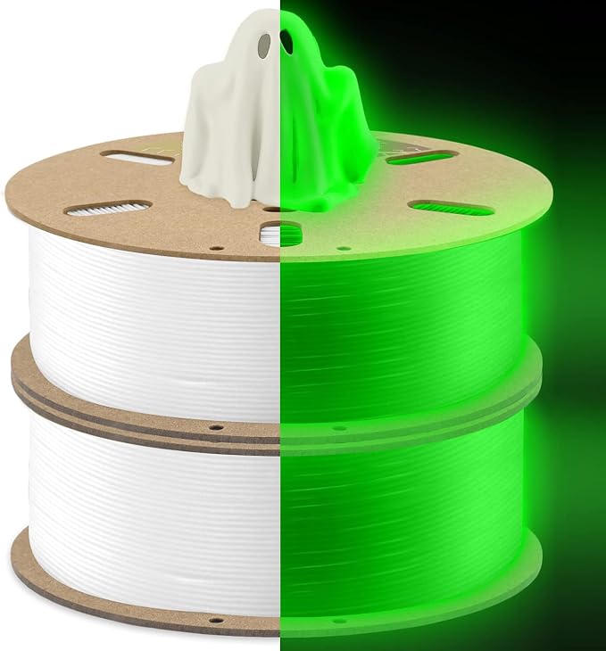 DURAMIC 3D PLA+ Printer Filament 1.75mm PLA Plus Neatly 2Kg Spools | 3D Printing Filament 1.75mm Dimensional Accuracy +/- 0.02 mm, Fit Most FDM 3D Printers 2Pack Glow Green