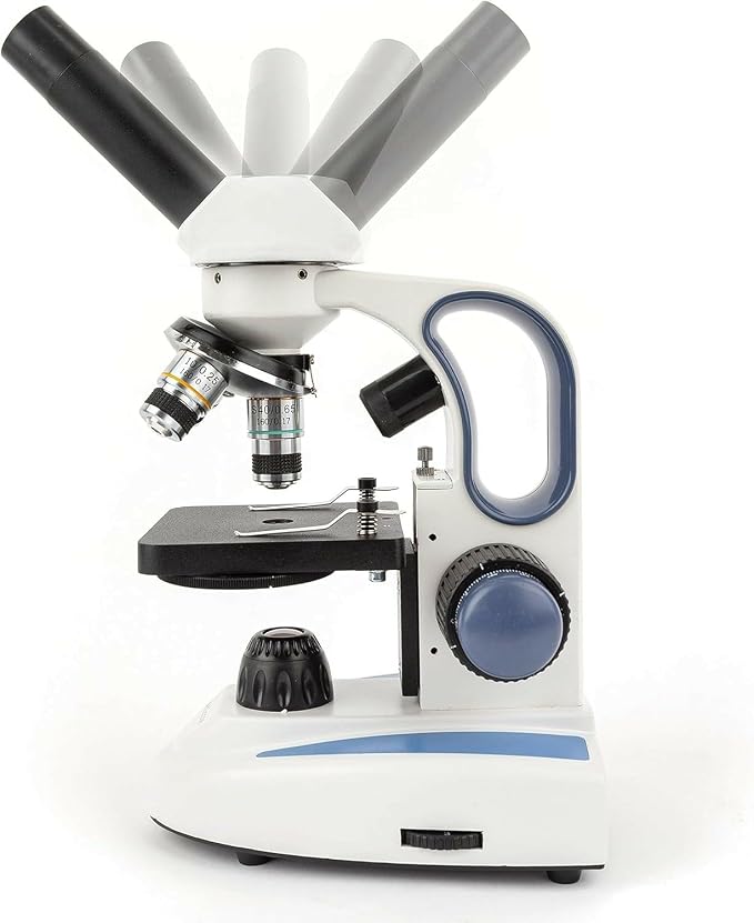 AmScope M158C-2L-E Digital Cordless Compound Monocular Microscope, WF10x and WF25x Eyepieces, 40x-1000x Magnification, Upper and Lower LED Illumination with Rheostat, Brightfield, Single-Lens Condenser, Coaxial Coarse and Fine Focus, Plain Stage, 110V ...