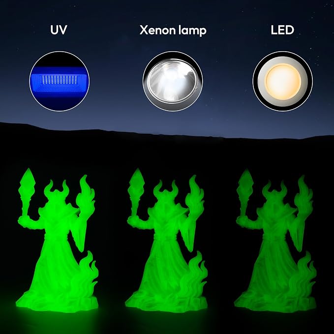 AMOLEN Glow in the Dark 3D Printer PLA Filament Bundle, Glow Shiny Firefly Blue, Orange, Green, and White, 1.75mm PLA Filament for Most FDM 3D Printer, Dimensional Accuracy +/- 0.02 mm, 200g X 4 Pack