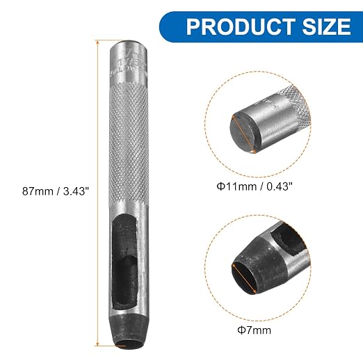 HARFINGTON 2pcs Leather Round Hole Punch, 7mm Hollow Hole Puncher Cutter Carbon Steel Circle Hole Punching Cutting Tool for Belt/DIY Leather Craft