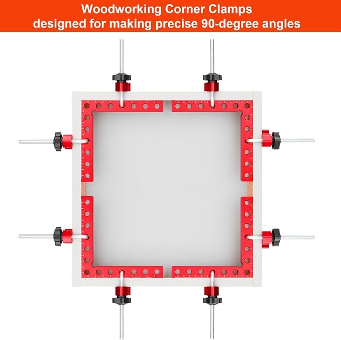 Corner Clamp for Woodworking, 90 Degree Clamp, Right Angle Clamp, 4 Pack 5.5" x 5.5" Aluminum Alloy Positioning Clamping Squares with Case for Picture Frames, Boxes, Cabinets, Drawers
