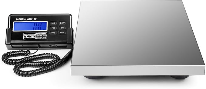 Flexzion Digital Shipping and Postal Scale, Heavy Duty Stainless Steel Platform, 440Lbs 200KG Weight Capacity with LCD Backlight Display and AC Adapter