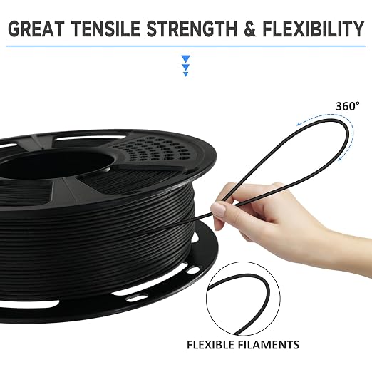 GIANTARM 3D Printer Filament, Black Pla Filament, 1Kg(2.2lbs) Spool, 1.75mm Dimension Accuracy +/- 0.03mm, 3D Printing Filament, Dark Black