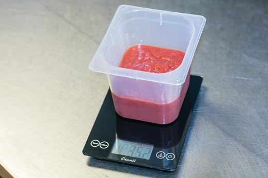 San Jamar Escali Glass Food Scale – SCDG15BK Digital Kitchen Scale for Restaurants, Catering, Meal Prep, Touchscreen Display, Battery Operated, Low Profile, 0.1oz, 15lb Capacity