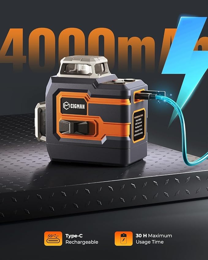 3x360° Laser Level with Remote&APP Control, Green Self Leveling Cross Line Laser for Construction and Picture Hanging, 3D Vertical/Horizontal Line, Magnetic Rotating Stand Included