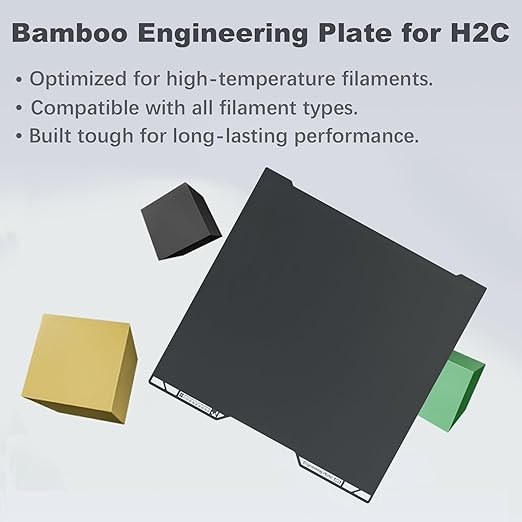 Original Bamboo H2C A2L Engineering Plate, High-Temperature Smooth Surface Plate for All Filaments, Durable Coated H2C Build Plate Compatible with Bambu Lab A2L H2C 3D Printers, Bamboo Lab Accessories