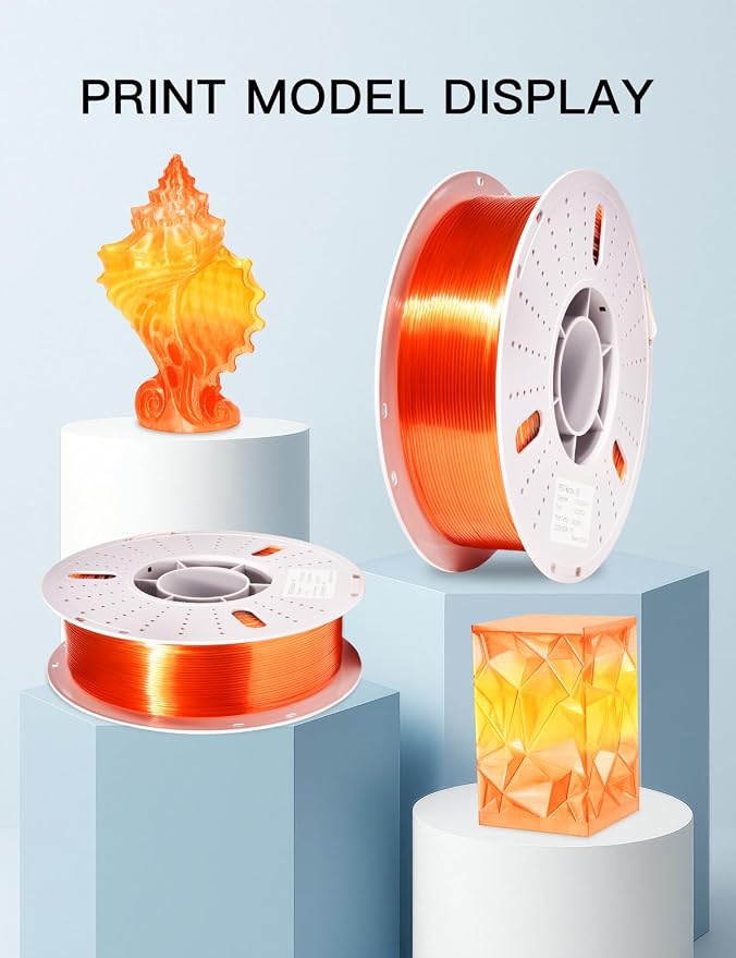 PINBALL Clear PETG 3D Printer Filament 1.75mm ±0.02mm, Multicolor Transparent Rainbow Filament, Translucent PETG Filament, 1KG/2.2lbs