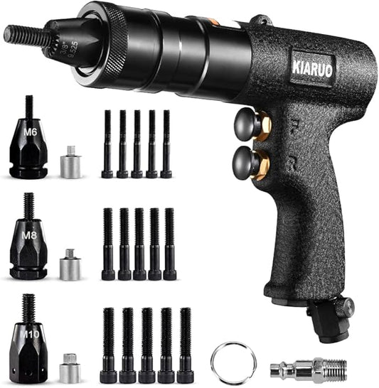 Pneumatic Rivet Nut Gun M6 M8 M10 Metric with Self-locking Head Gun,Industrial Grade Adjustable Speed Pull Rivnut Gun Model:LM07 Button Switch