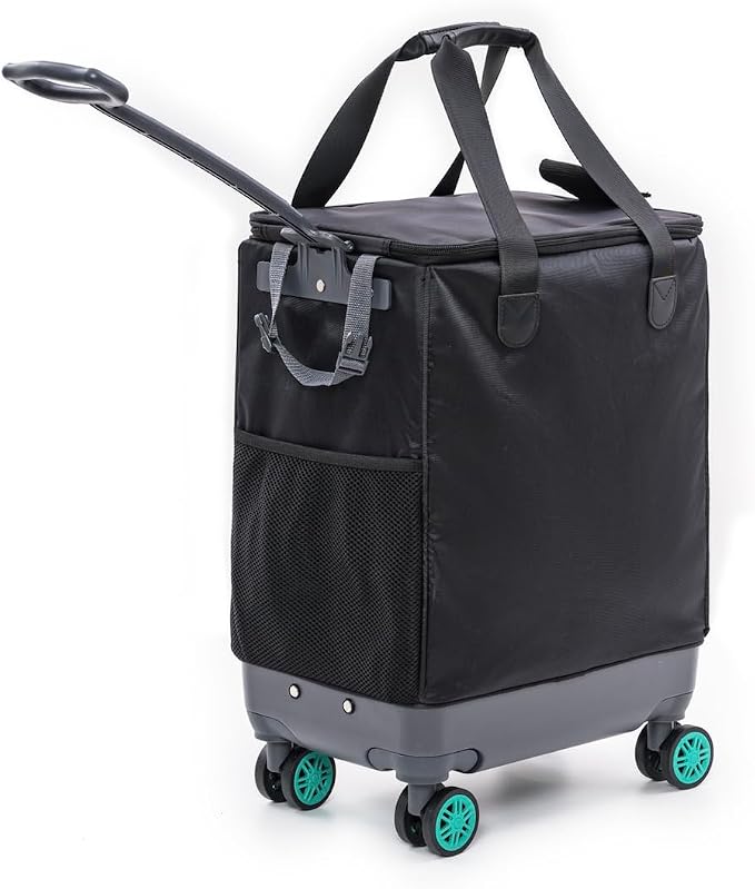 Handy Sandy Haul-It Foldable Rolling Tote – Patented Heavy-Duty Utility Bag with 8 Spinner Wheels, – Reusable Grocery Cart, Laundry Carrier, Travel Tote, Commuter Bag for Shopping & More- Green