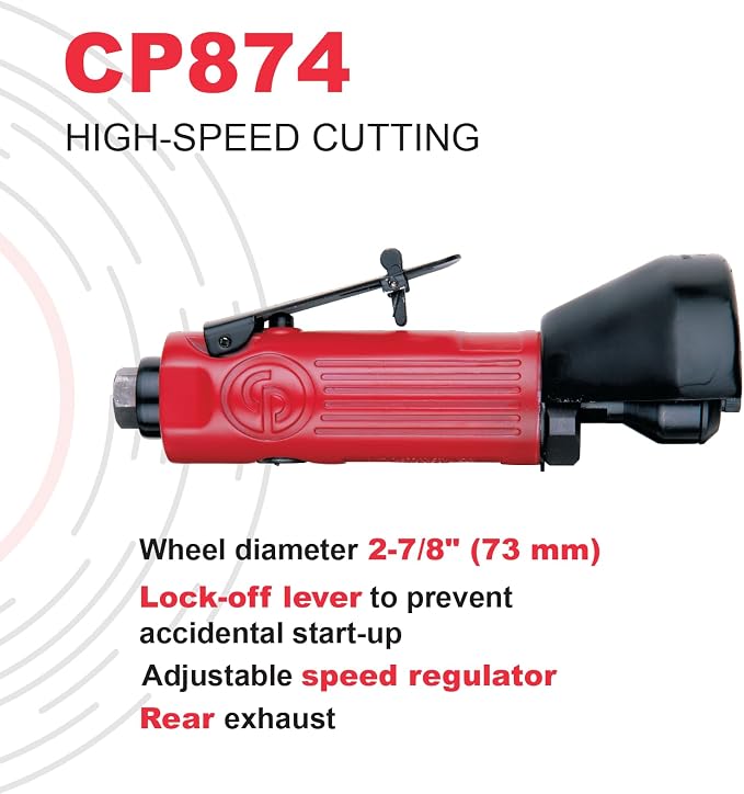 Chicago Pneumatic CP874 - Air Cut Off Tool, Automotive Body Shop & Home Improvement Projects, Pipe, Fiberglass, Woodworking, Construction, Demolition, 3 Inch (75 MM), 0.5 HP / 370 W - 22,000 RPM
