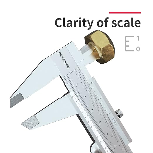 Carbon Steel Vernier Caliper Dual Reading Scale Metric Calipers Measuring Tool Inside Outside Depth and Step Measurements 0-12" Inch/Metric Range 0.05/0.0078" Resolution DRINYOUNG0-12 L