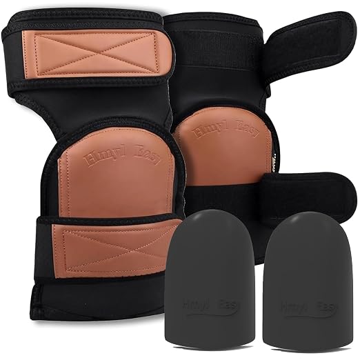 Super Soft Two Straps Leather Knee Pads for Work With Extra Pair of Upgraded Liners, Shorts Available, Replaceable Inner Cushion Knee Pads for Construction, Garden, Clean, Floor and Garage – Beige