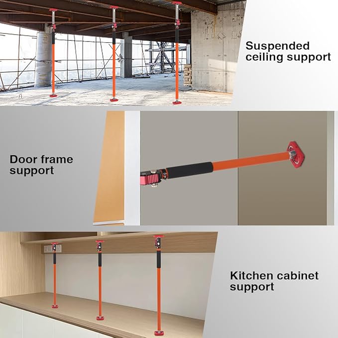 3rd Hand Support System, Quick Support Rod, 264LBS/120KG Capacity per Pair, Extends from 57'' to 114'', Adjustable Pole for Cabinet Installing Cargo Bars Drywall Support, 2 Pack