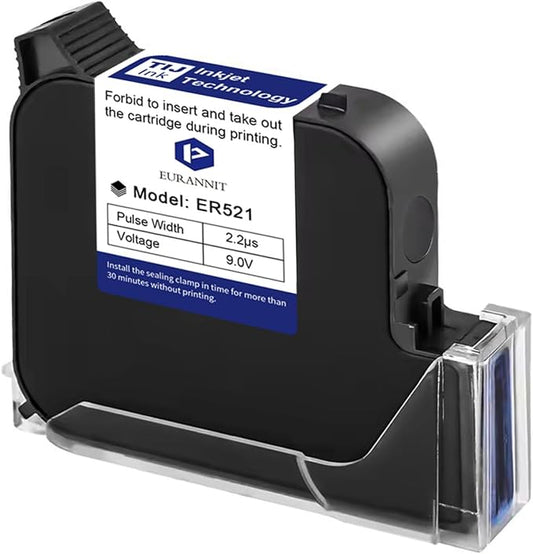 Original Black Ink Cartridge ER521, 72ml Quick Dry Solvent Ink Replacement for 1inch/25.4mm Handheld Inkjet Printer E15-1 /E16-1 /E11-1 /E50