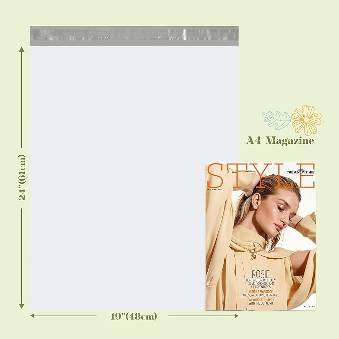 Fuxury 2000 Pcs 19x24" Poly Mailers,Waterproof Mailing Envelopes for Clothing, Strong Adhesive Poly Shipping Postage Bags for Small Business(White)