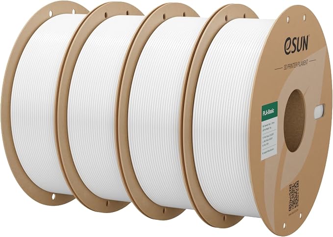 eSUN PLA Basic Filament 1.75mm, 3D Printer Filament High Speed PLA for Fast Printing, 1KG Spool, 4 Spools 3D Printer Filament, Cold White