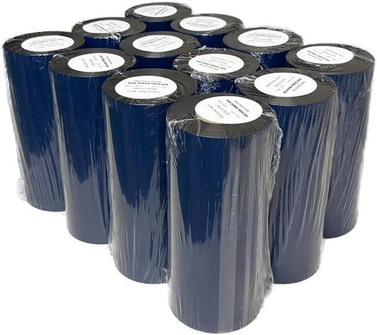 Wolfbarco 12 Rolls 6.5" x 1476' (165mm x 450m) Premium Resin Enhanced Wax Thermal Transfer Ribbon 1" Core, Coated Side Out for Zebra Printers