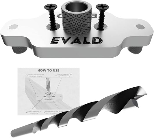 EVALD Dowel Jig Kit for Floating Shelf Bracket | 1/2 inch x 9.8 inch Drill Bit | Doweling Jig for Shelves and Mantels| Hardware Kit for Hidden Shelf Brackets | Floating Shelf DIY Woodworking Tool