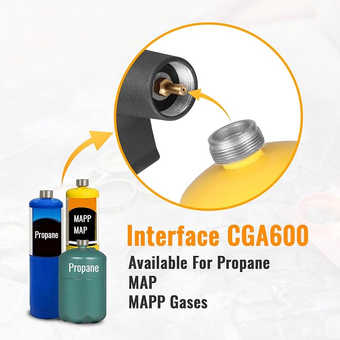 Propane Torch Head with 3 Nozzles, Trigger Start Gas Torch for for Propane, MAP and MAPP, High Intensity Torch Head Kit for Soldering, Welding, Ignition, Cooking
