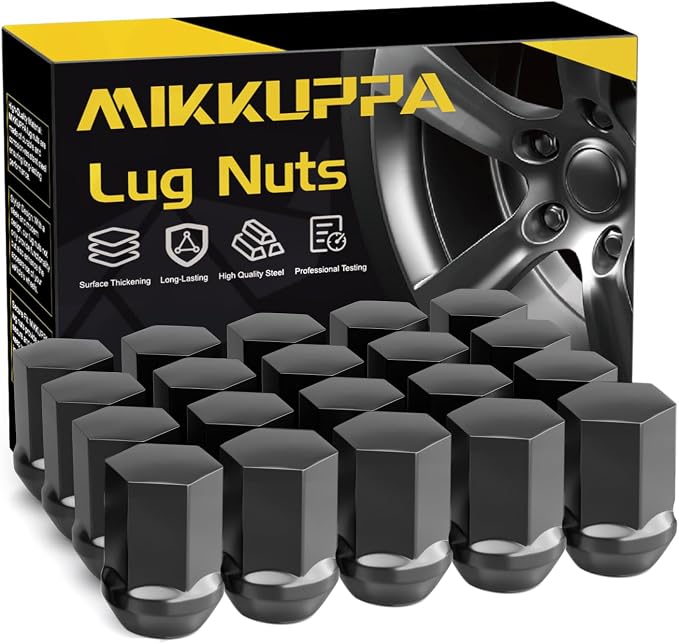 MIKKUPPA M14x1.5 Lug Nuts, Replacement for Jeep Wrangler JL Grand Cherokee, Ram 1500 Dodge Charger Chevy Impala Factory Wheel, Black 20PCS One-Piece Design 7/8" Hex Lug Nut Replace OEM 611-330