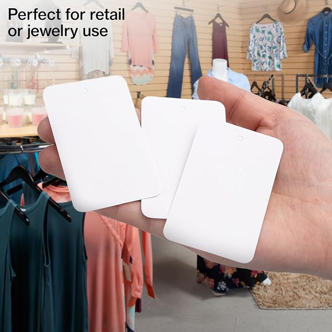 SSWBasics Large Unstrung White Non-Perforated Blank Clothing Tags - 1-3/4"W x 2-7/8"H -