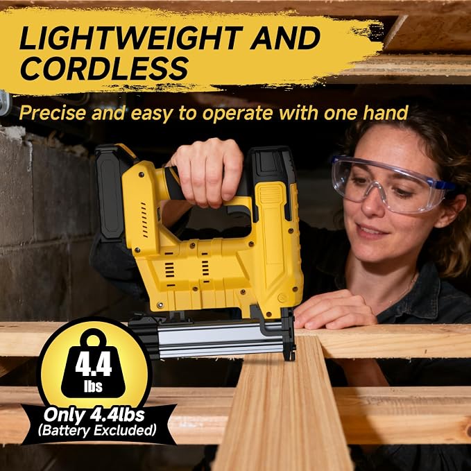 Cordless 2-in-1 18GA Brad Nailer & Stapler, Compatible with Dewalt 20V Max Battery (No Battery), Electric Nail Gun/Staple Gun Battery Powered with 1000 Nails/Staples for Wood Carpentry(Tool Only)