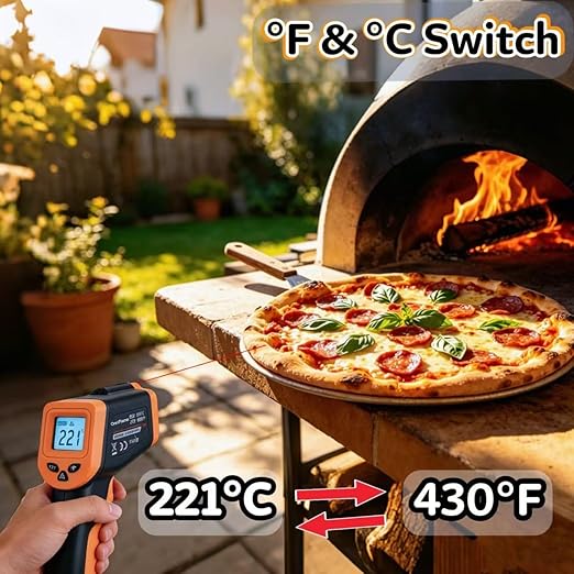Blackstone Infrared Thermometer Temperature Gun for Cooking, IR Thermometer for Pizza Oven Griddle Cast Iron -58℉~1022℉ Non-Contact Digital Laser Thermometer Gun with Hard Storage Case (NOT for Human)