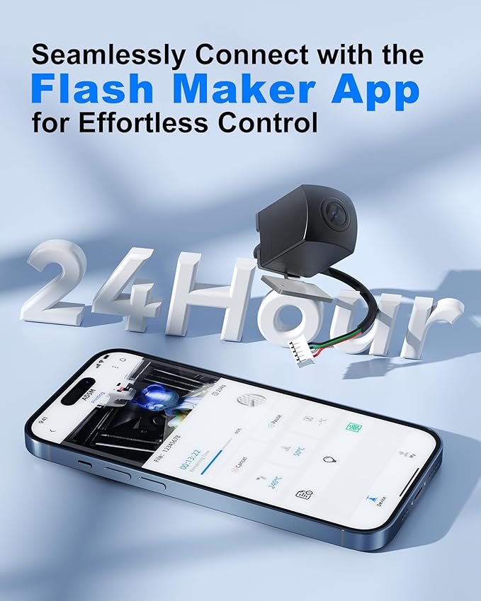 Camera Kit for FLASHFORGE AD5X Adventurer 5M/5M Pro 3D Printers, Real-Time Remote Monitoring Time-Lapse Recording Compatible with Flash Maker App, 3D Printer Accessory for Adventure AD 5X/AD5M/5M PRO