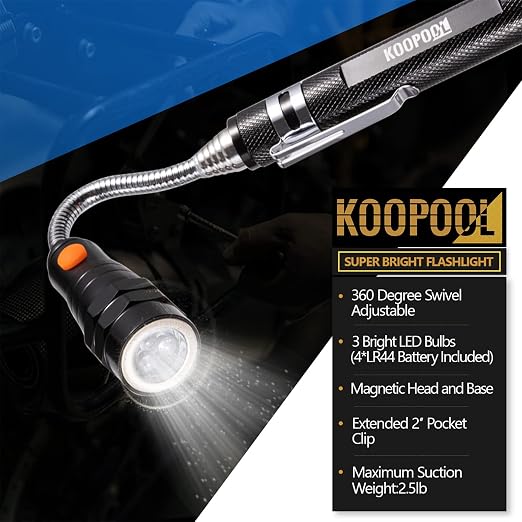 Telescoping Magnetic Pickup Tool Set, Inspection Mirror Telescoping, LED Flashlight, Cool Gadgets for Men, Father’s Day Gift, Gifts for Dad, Husband, Kids, Boyfriend, Magnet Stick (Blue)