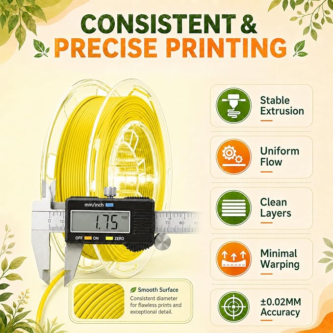 AOSEED PLA Filament Set 1.75mm (±0.02mm), 4-Pack, 200 g (0.44 lb) per Spool | Multi-Color Bundle for Most FDM 3D Printers, Low-Odor, Safety-Tested, Tangle-Free & Moisture-Protected for Home & Classroom