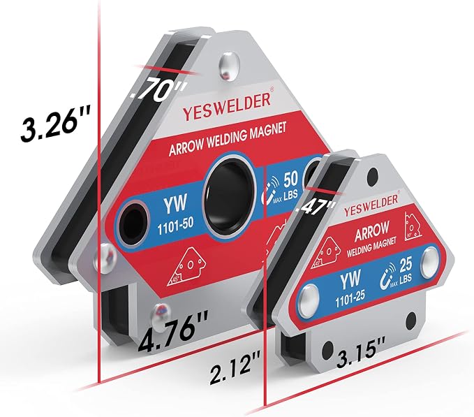 YESWELDER 25 LB & 50LB Welding Magnet-4 Pieces & 8-Inch MIG Welding Pliers with Rentention Chain