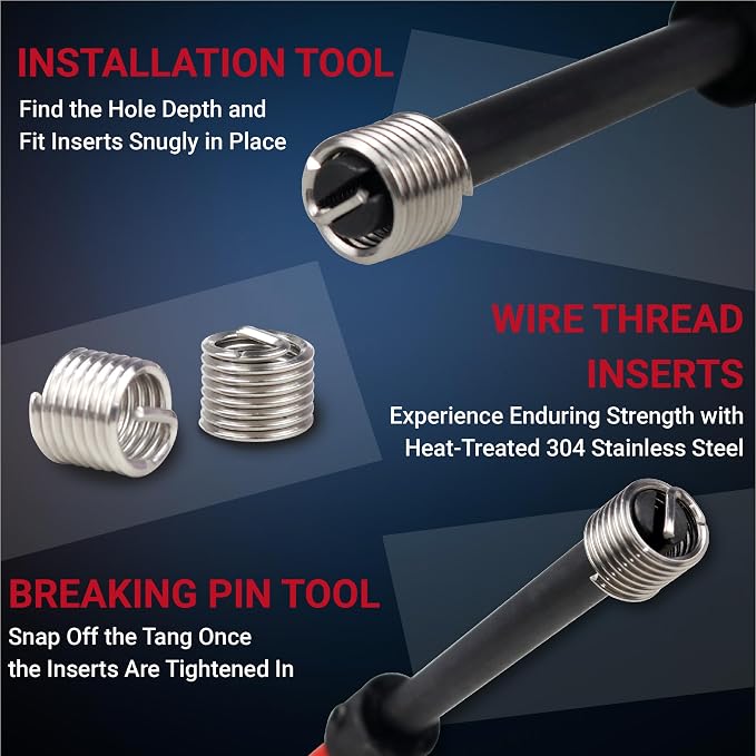 M10x1.25 Helicoil Thread Repair Kit, Metric HSS Drill Helicoil Repair Kit for Rethreading Internal Threads with Carry Case, 15PCS