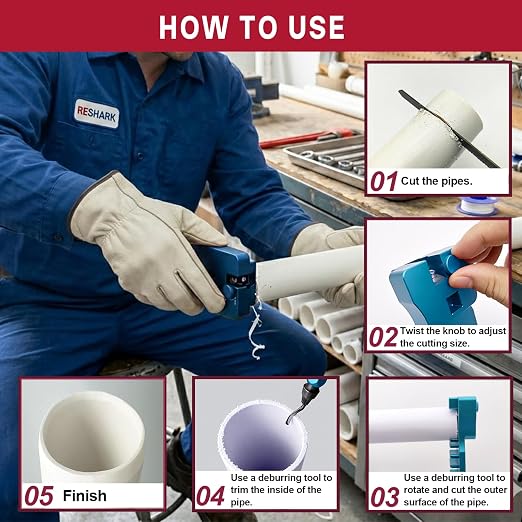 9-in-1 Inner-Outer PVC Pipe Deburring Tool Kit, Adjustable Chamfers PVC Chamfer Tool for 9 Sizes: 0.5 Inch to 4 Inch Plastic Pipes, Professional Effective PVC Pipe Reamer for SCH40 PVC.(Blue)