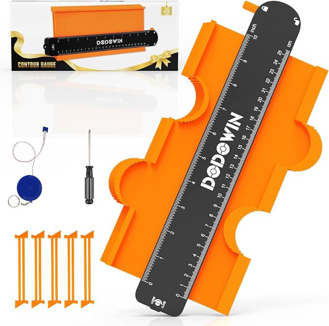 DODOWIN 10 Inch Contour Gauge with Lock, Profile Duplicator Tool for Flooring, Tile, Trim & Woodworking, Shape Outline Gauge for Irregular Shapes, Father’s Day Gifts for Dad Men Husband