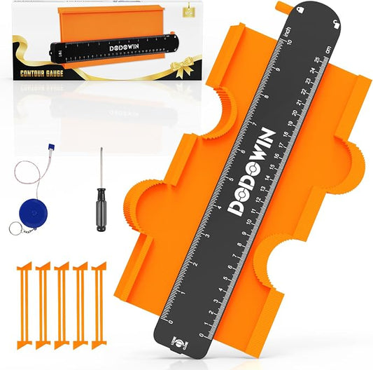 DODOWIN 10 Inch Contour Gauge with Lock, Profile Duplicator Tool for Flooring, Tile, Trim & Woodworking, Shape Outline Gauge for Irregular Shapes, Father’s Day Gifts for Dad Men Husband