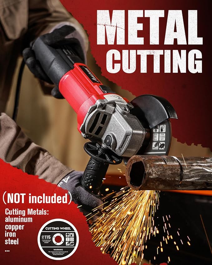 AVID POWER Angle Grinder 4-1/2 inch Electric Grinder Tools 750W 6.5 Amp Metal Grinder, 11500 RPM, with Grinding Wheels, Auxiliary Handle, Wrench for Grinding